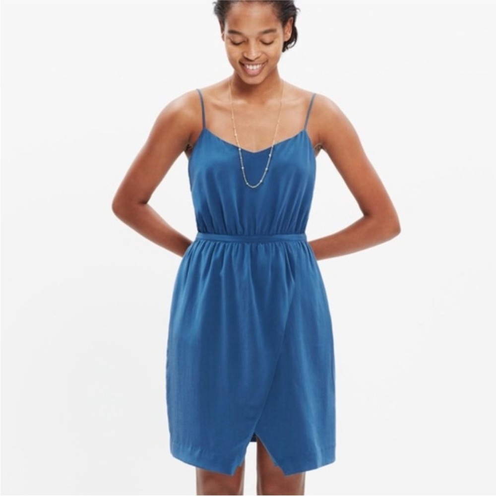 Madewell Silk Sandstar Size 2 Blue Mini Lightweight‎ Dress 100% Silk Teal
